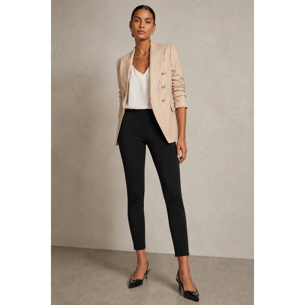 Veronica Beard Zip Back Scuba Pants Black Size 4 Slim Leg Stretch
